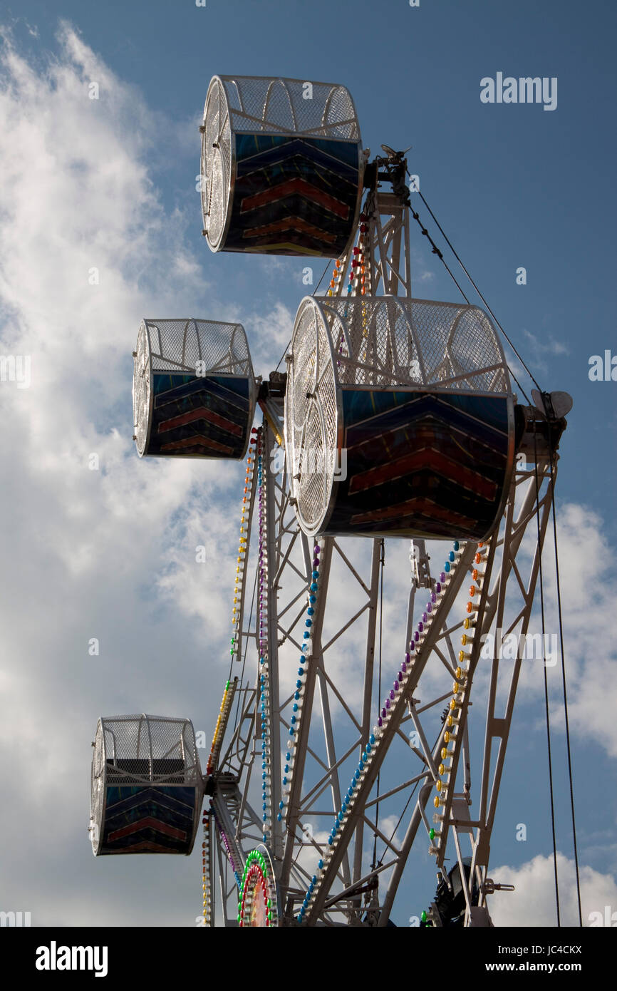 Passenger capsules of fun fair big wheel ride against the sky Stock ...