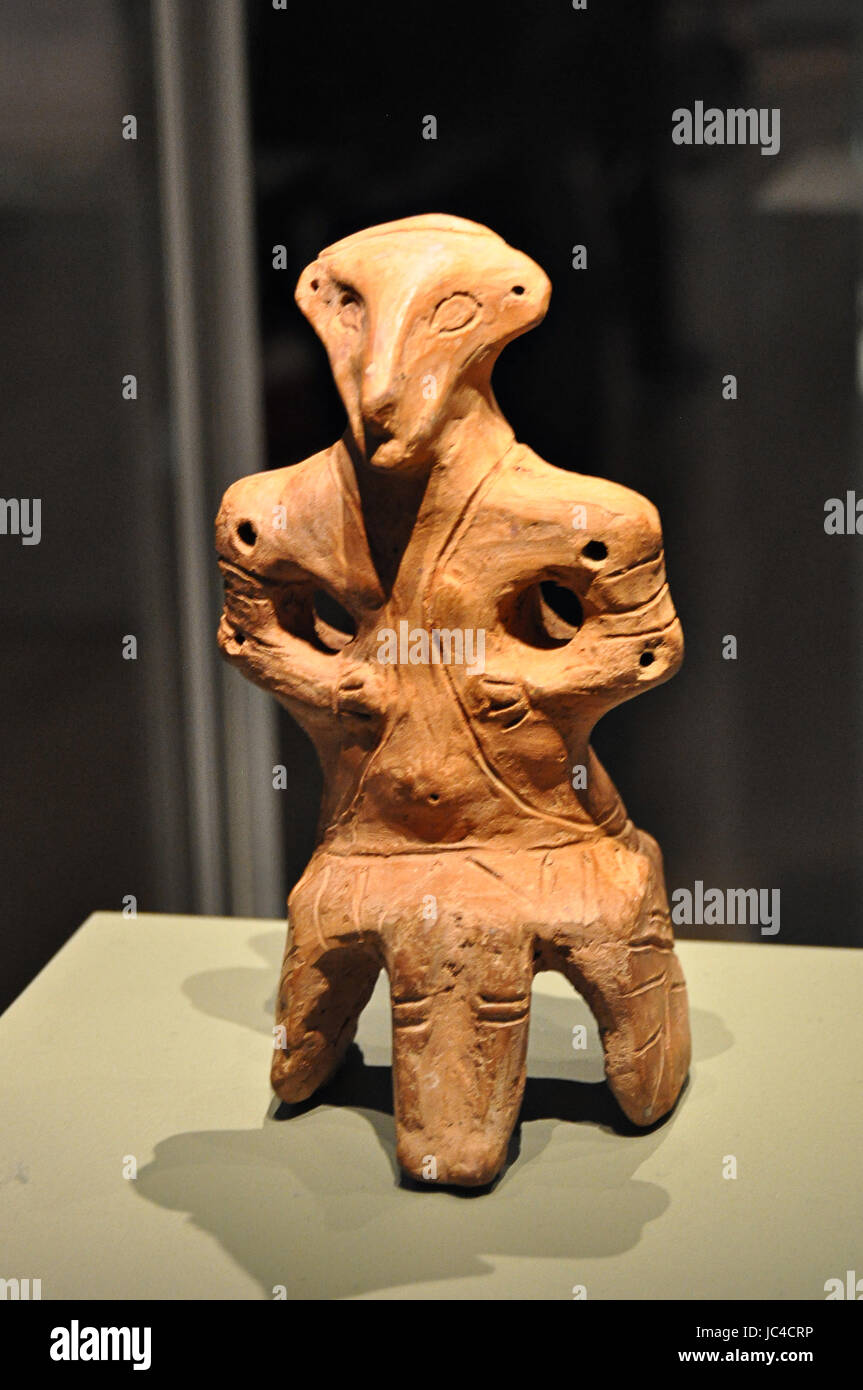 Fired clay figurine, Late Neolithic, 4500-4000 BC, Vinca, Serbia, Eastern Europe Stock Photo