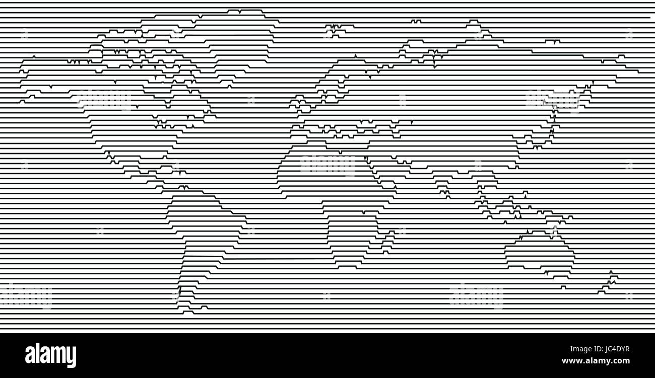 Vector Blank Grey linear World map isolated white background. Black white  Worldmap template website design. Earth Graph World map illustration. Stock Vector