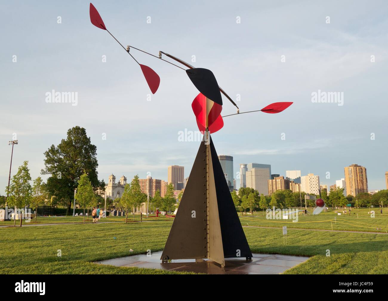 'The Spinner' by Alexander Calder, a modern abstract sculpture at the Walker Sculpture Garden in Minneapolis, Minnesota, USA. Stock Photo