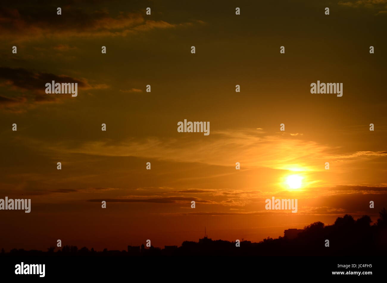 Fiery orange sunset sky. Beautiful sky Stock Photo - Alamy