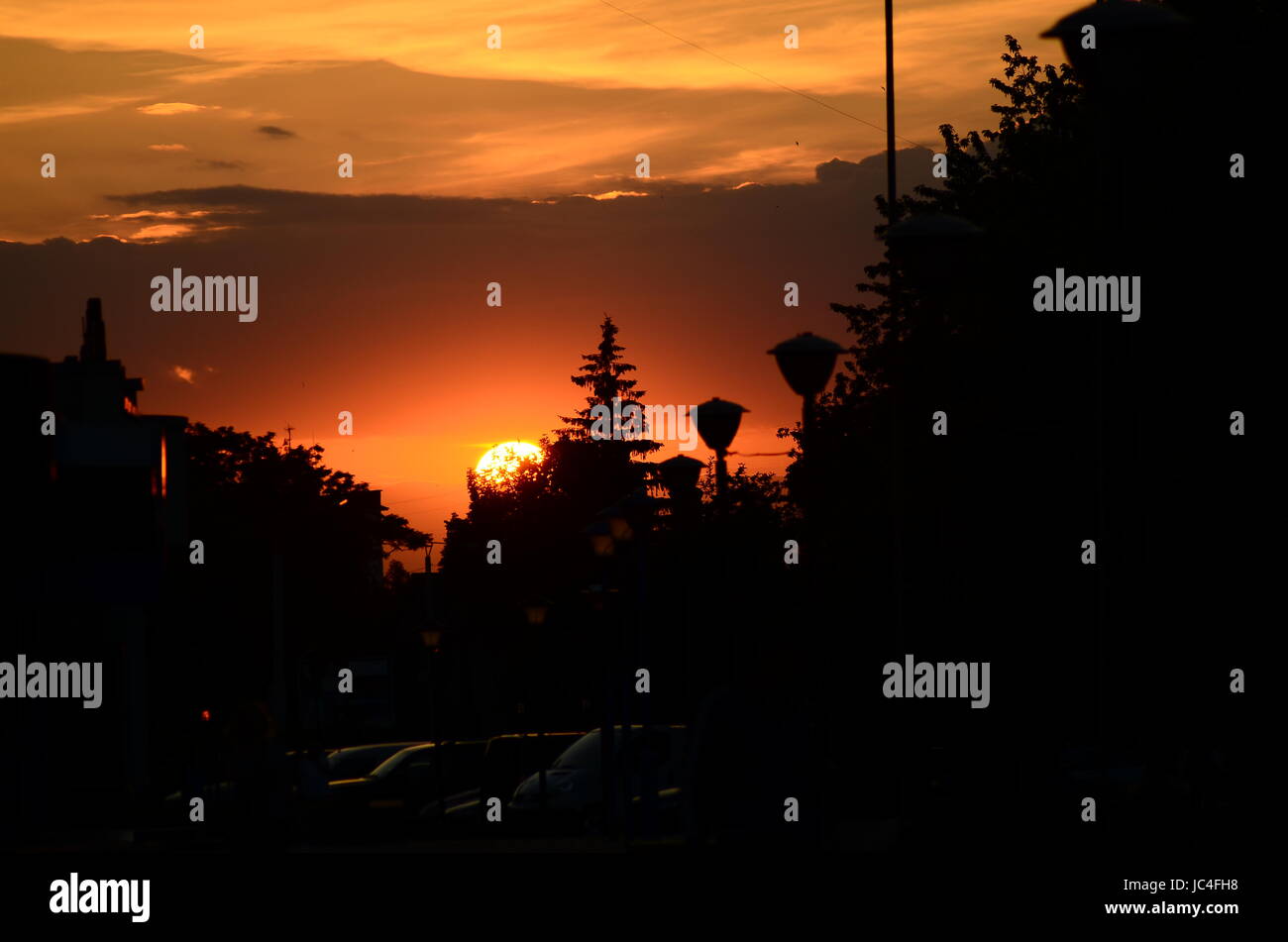 Fiery orange sunset sky. Beautiful sky Stock Photo - Alamy