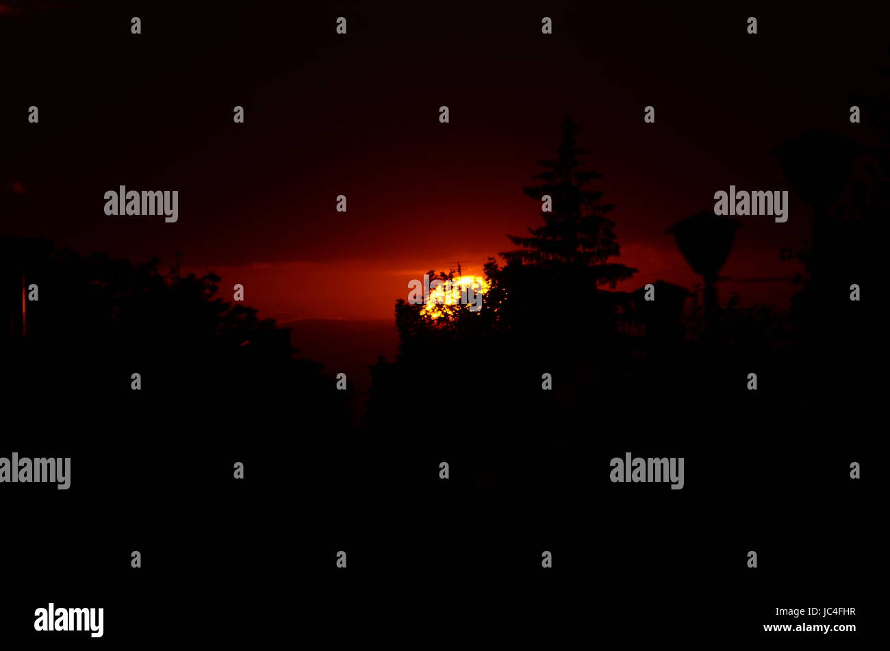 Fiery orange sunset sky. Beautiful sky Stock Photo - Alamy