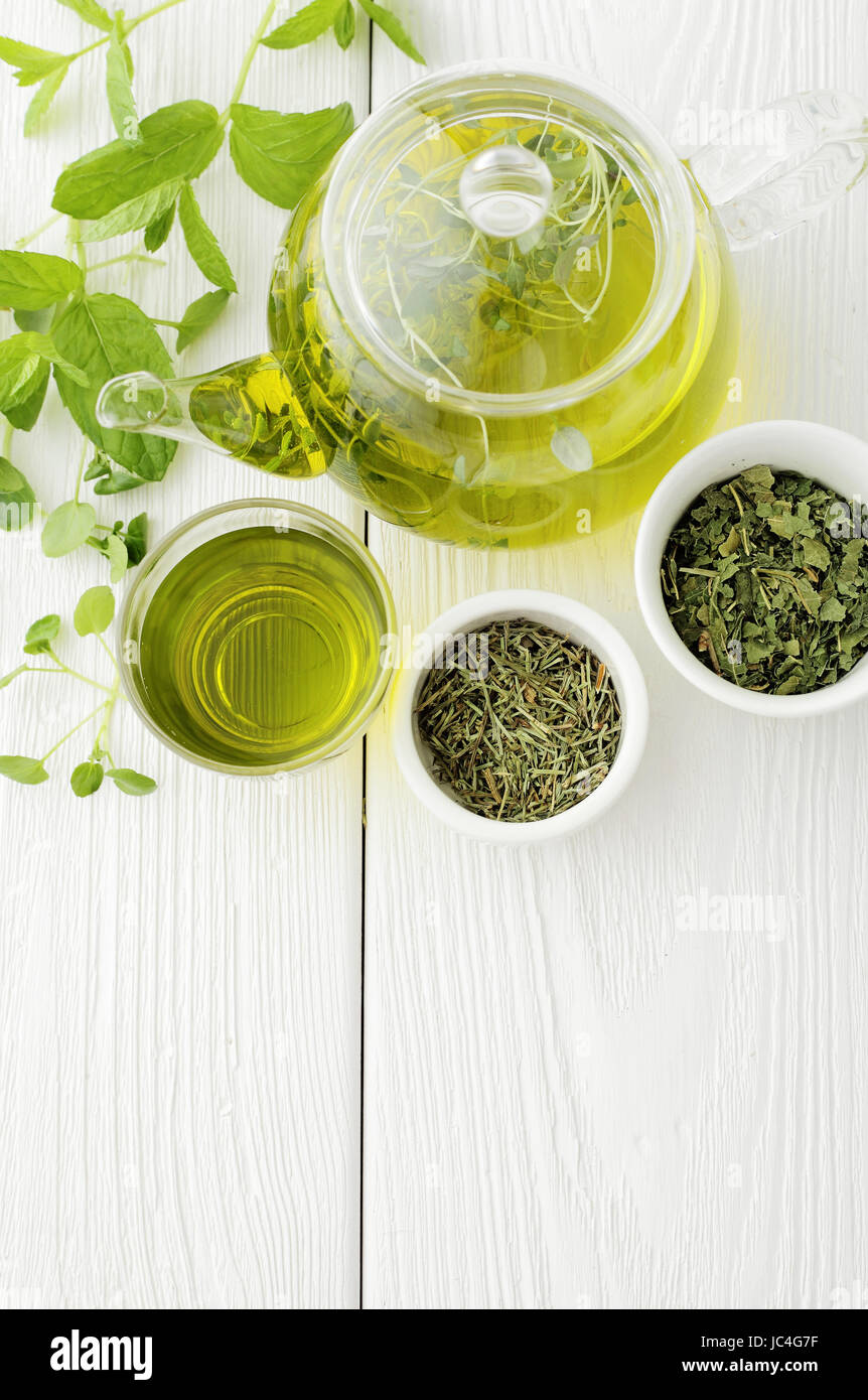 healthy green tea cup with tea leaves Stock Photo Alamy