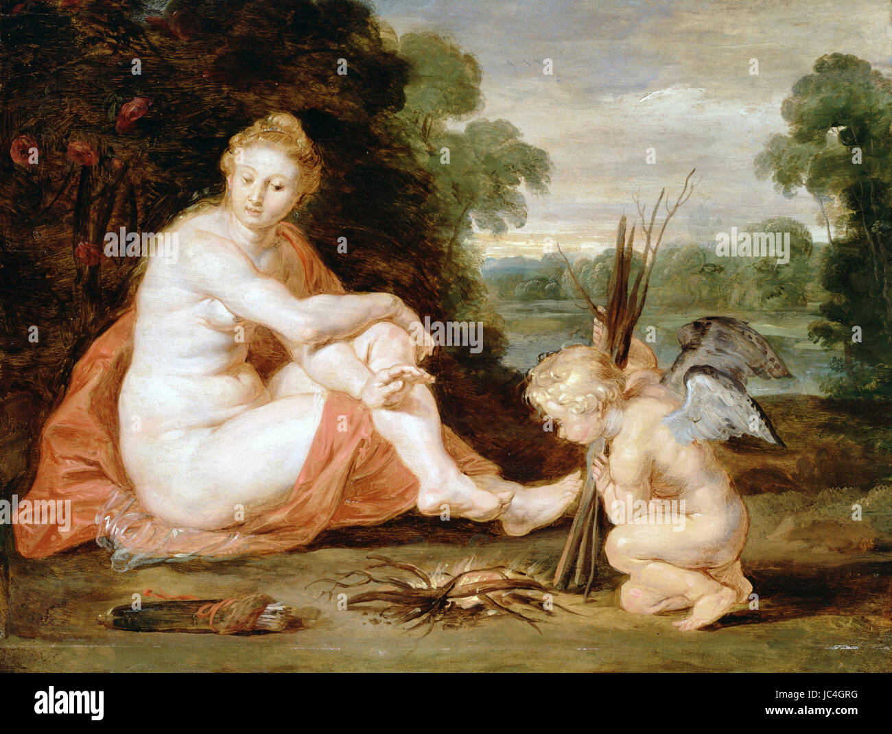 Peter Paul Rubens - Venus and Cupid Warming Themselves (Venus Frigida) Stock Photo