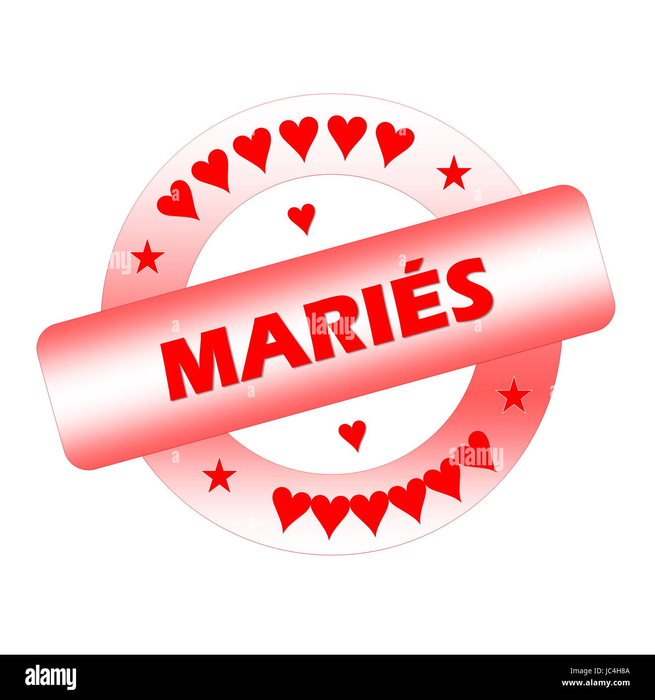 Red just married french stamp isolated in white background Stock Photo