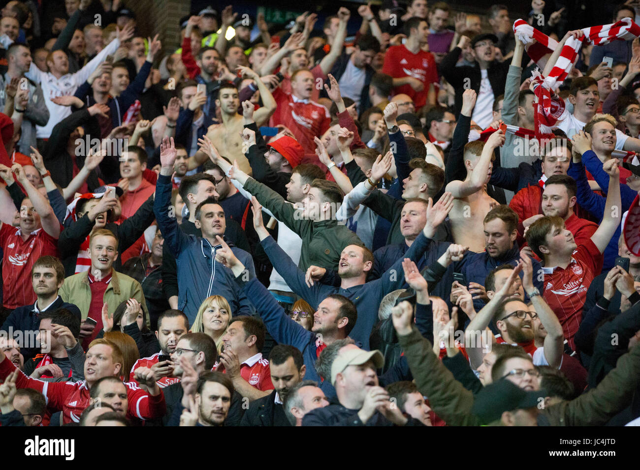 Aberdeen fans during the Ladbrokes Scottish Premiership match at Ibrox Stadium, Glasgow Stock