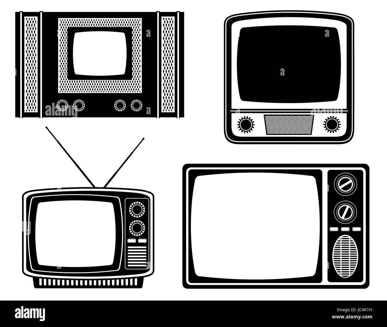 tv old retro vintage icon stock vector illustration black outline ...