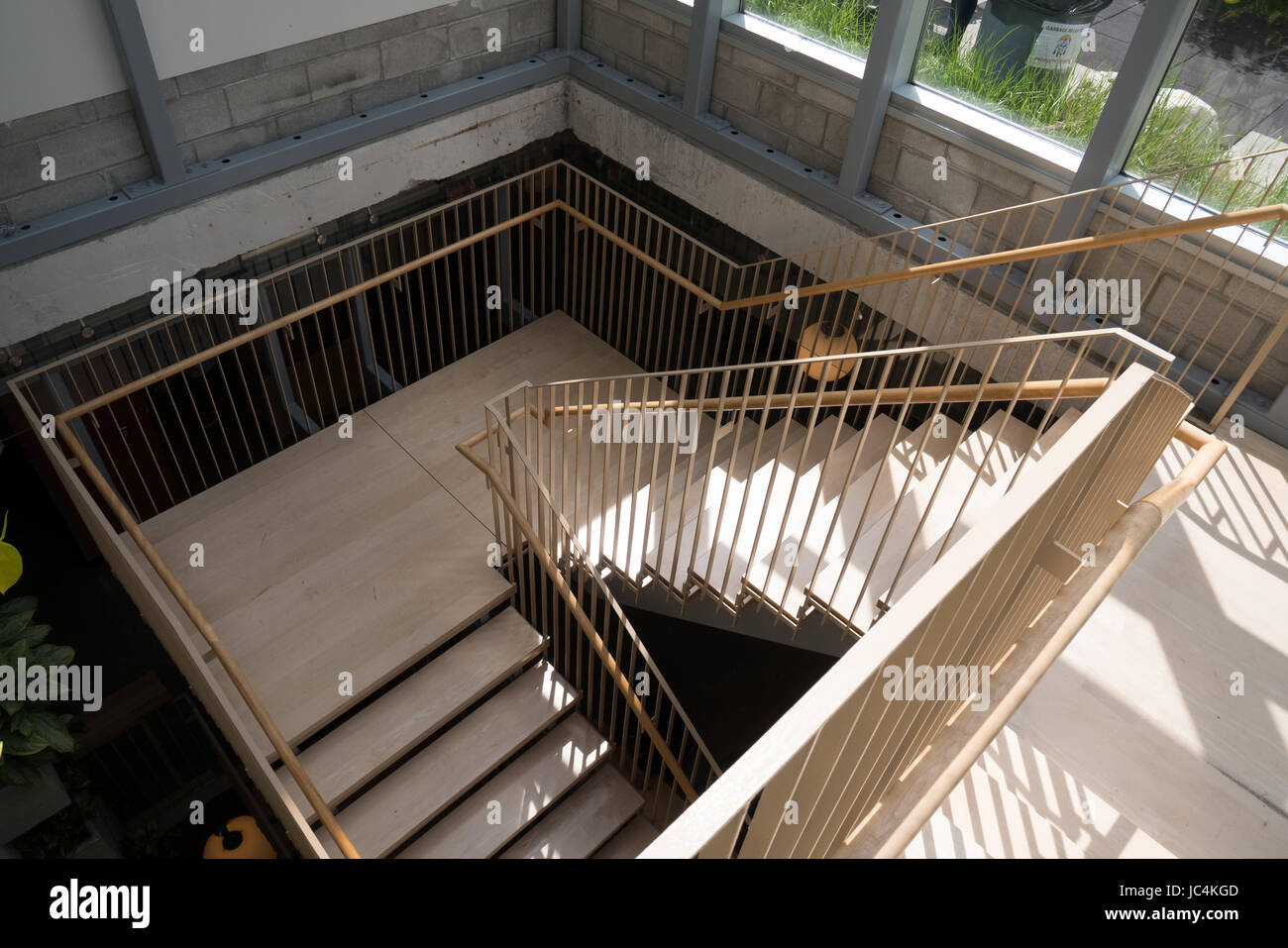 wooden and natural feel stair case Stock Photo