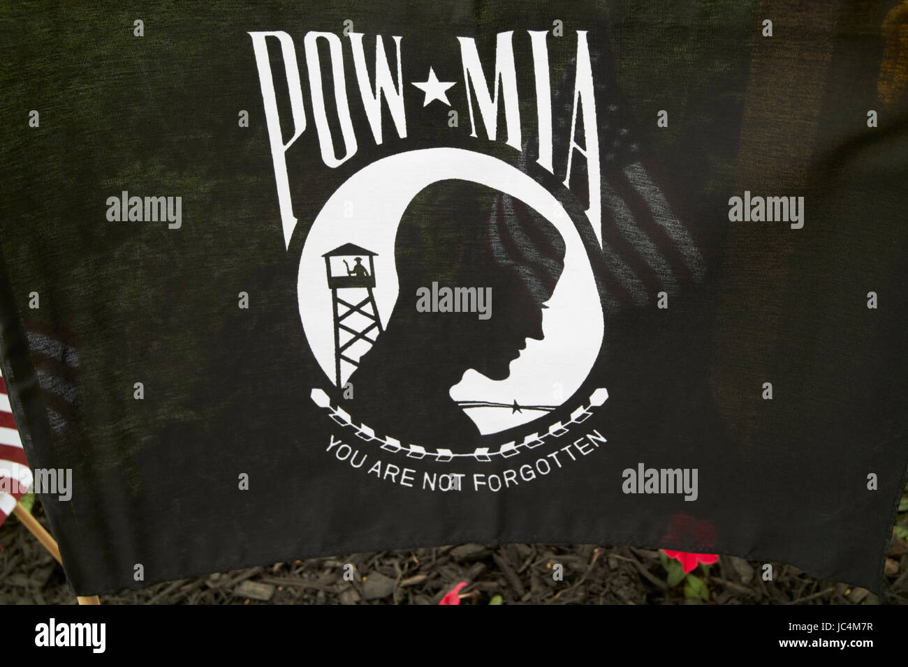 pow mia black flag USA Stock Photo