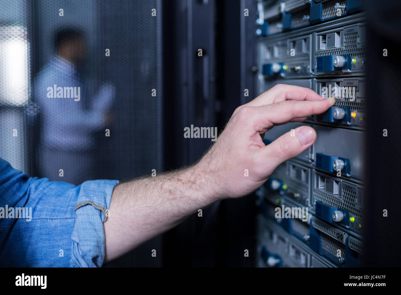 Close up of a male hand pressing the button Stock Photo - Alamy