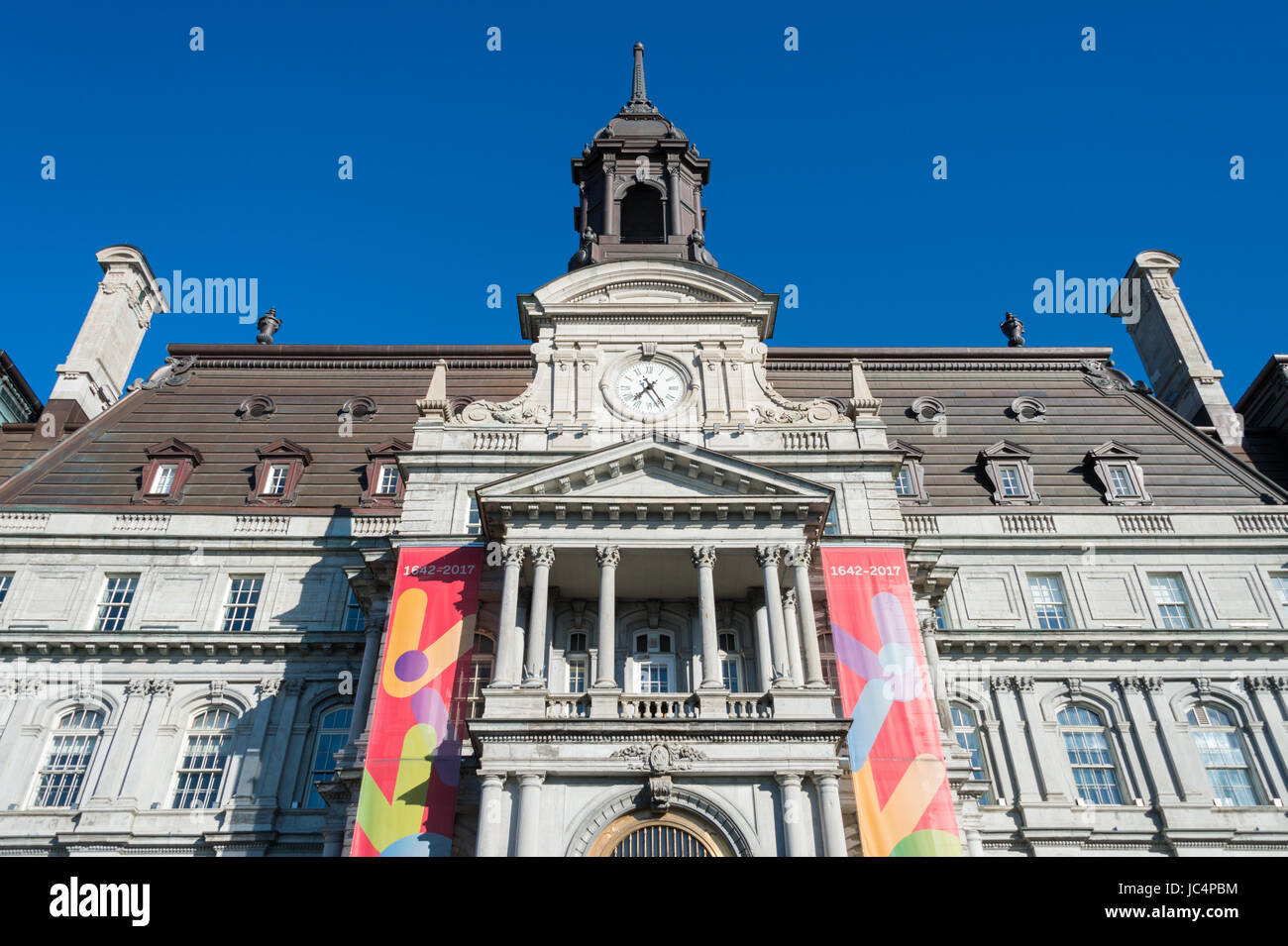 Montreal, Canada. 10 June 2017. Montreal City Hall over blue sky Stock Photo