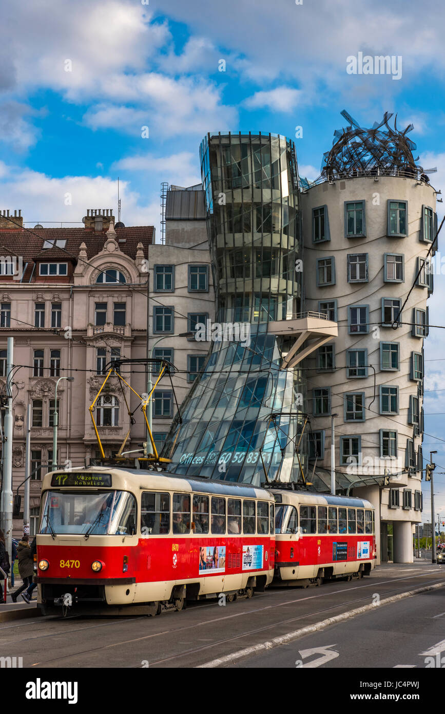 Dancing House or Fred and Ginger building, Prague, Bohemia, Czech Republic Stock Photo