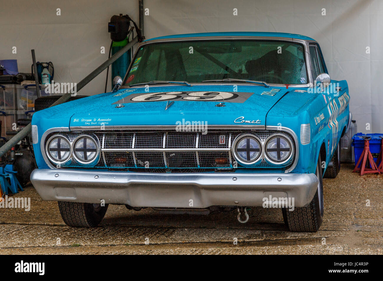 1964 Mercury Comet Cyclone, Pierpoint Cup entrant, in the paddock at the Goodwood GRRC 75th Members Meeting, Sussex, UK. Stock Photo