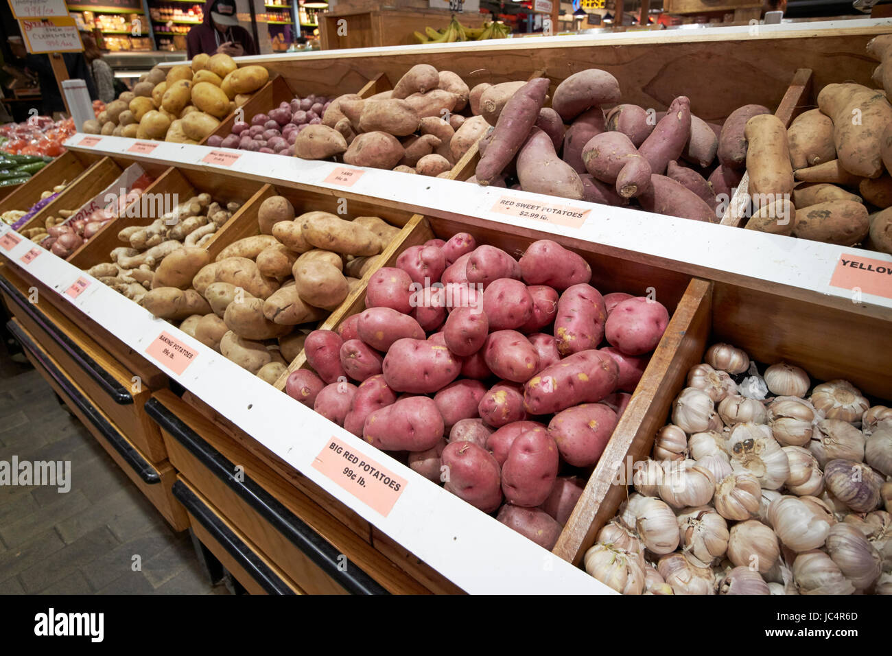 potato varieties for sale in reading terminal market food court Philadelphia USA Stock Photo