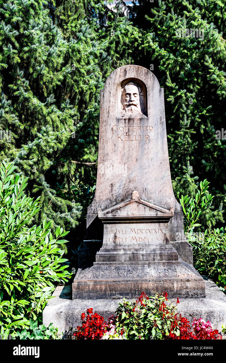 Grab von Gottfried Keller in Zürich; Grave of Gottfried Keller in Zürich Stock Photo