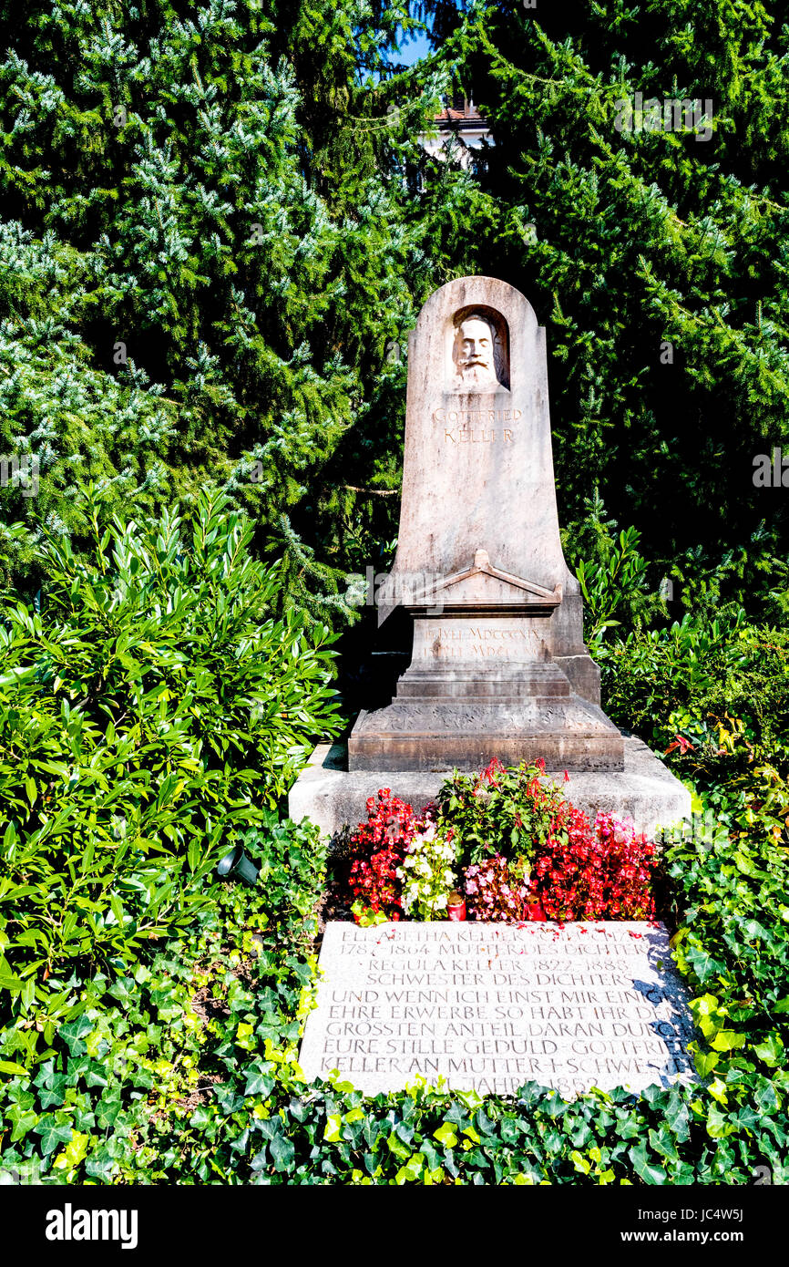 Grab von Gottfried Keller in Zürich; Grave of Gottfried Keller in Zürich Stock Photo