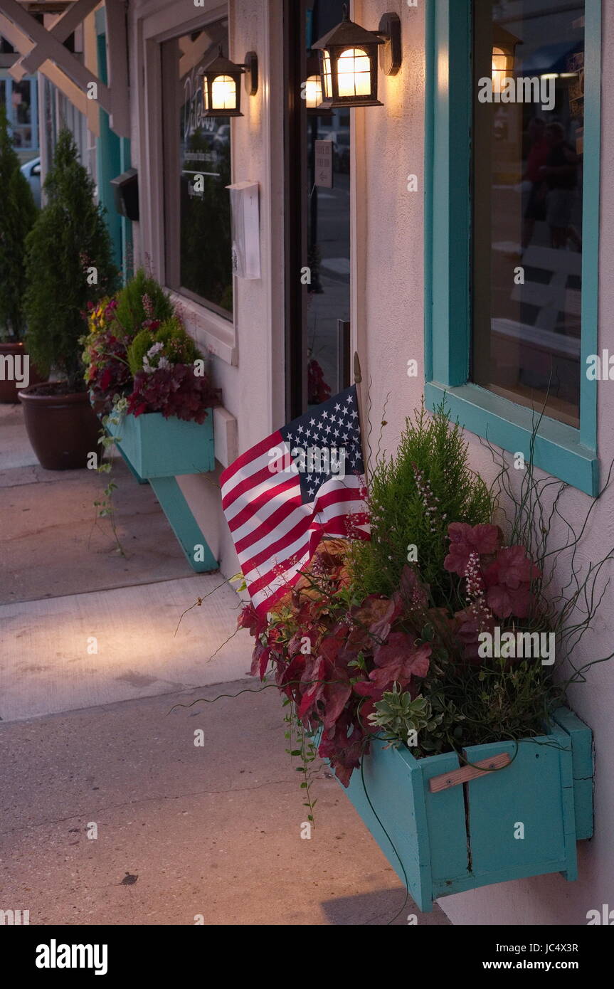 American flag banner in window hi-res stock photography and images - Alamy
