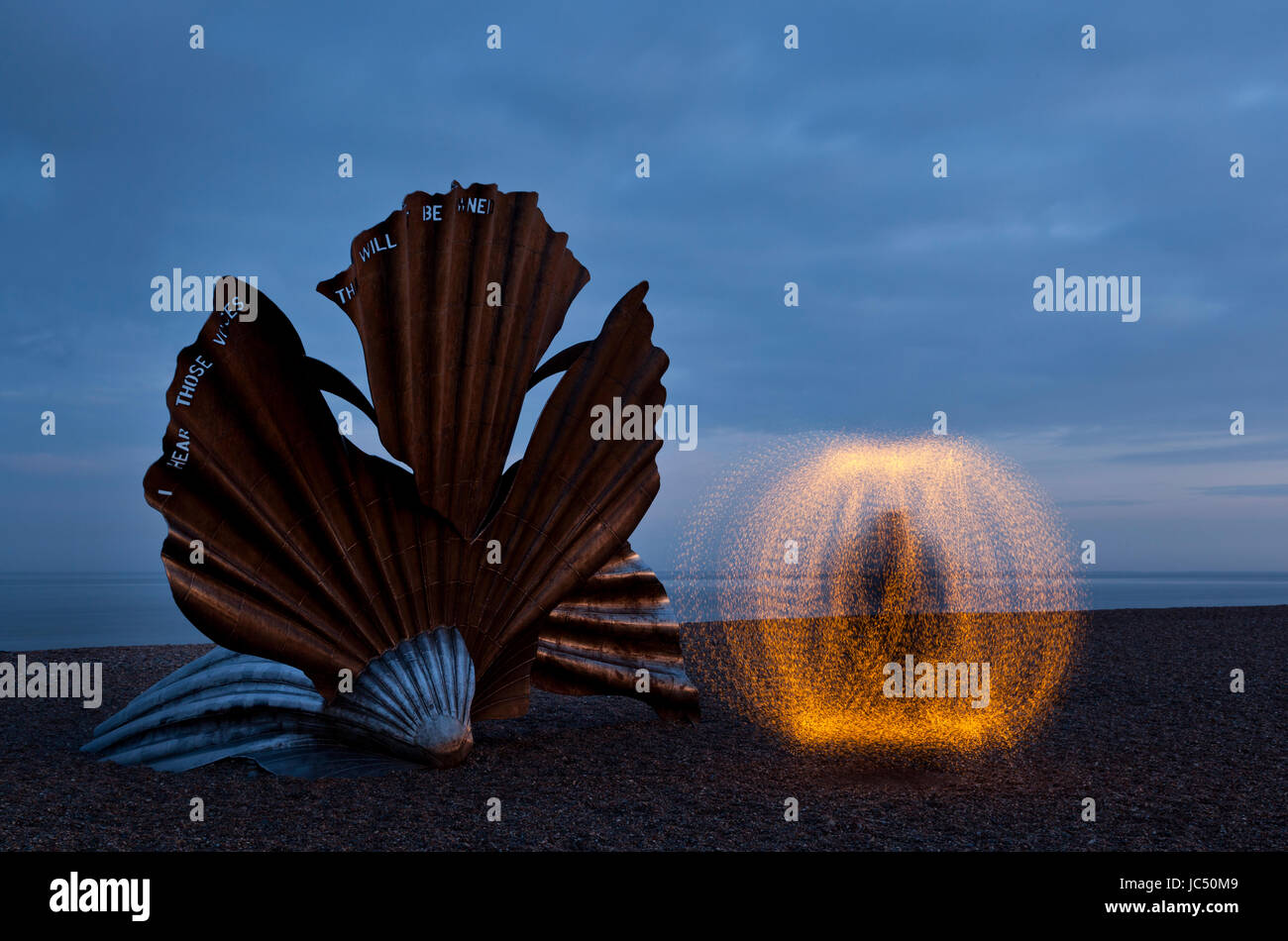 Scallop Sea Shell sculpture. Aldeburgh, Suffolk, England, UK Stock Photo