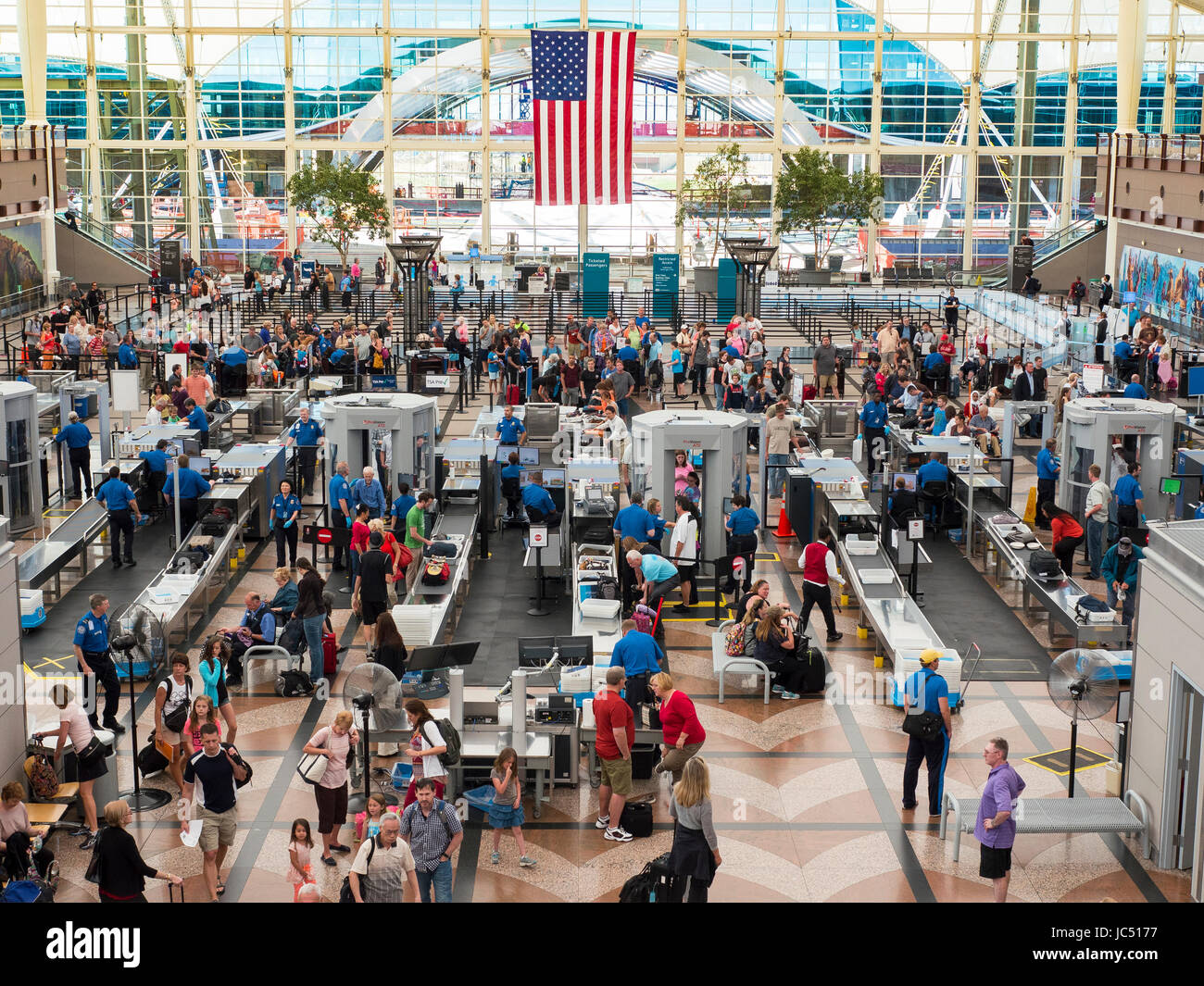 Busy TSA security checkpoint at Denver, Colorado International Airport Stock Photo Alamy