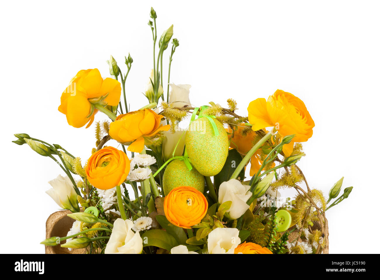A yellow green and white floral arrangement Stock Photo Alamy