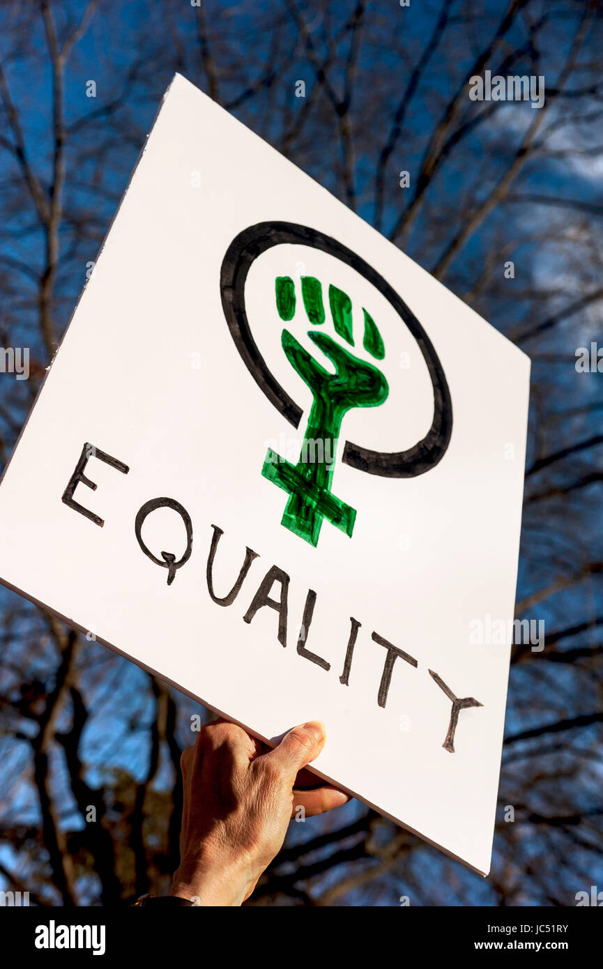 Person holding board at Women's March Stock Photo