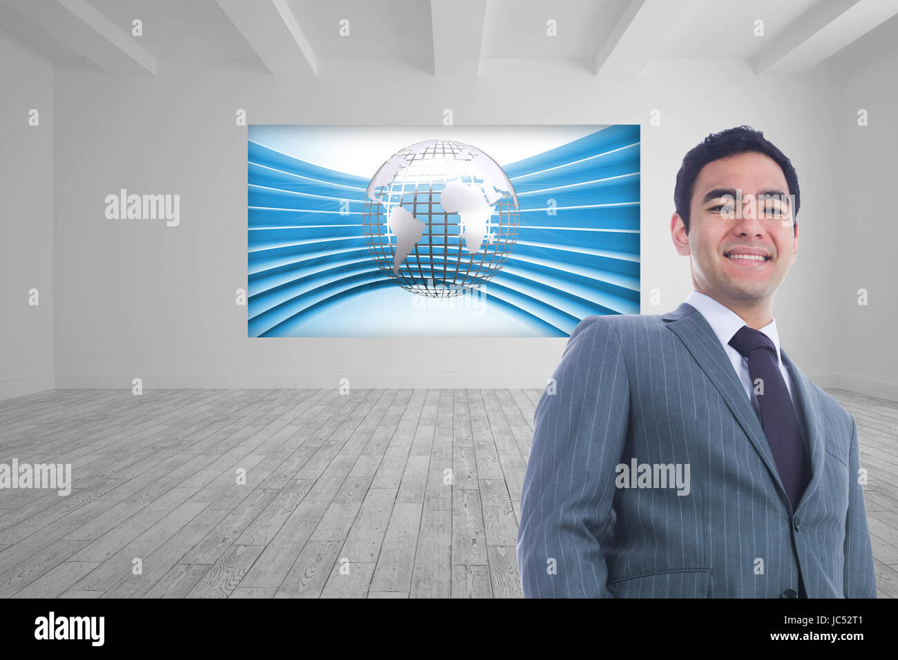 Composite image of smiling businessman standing Stock Photo - Alamy