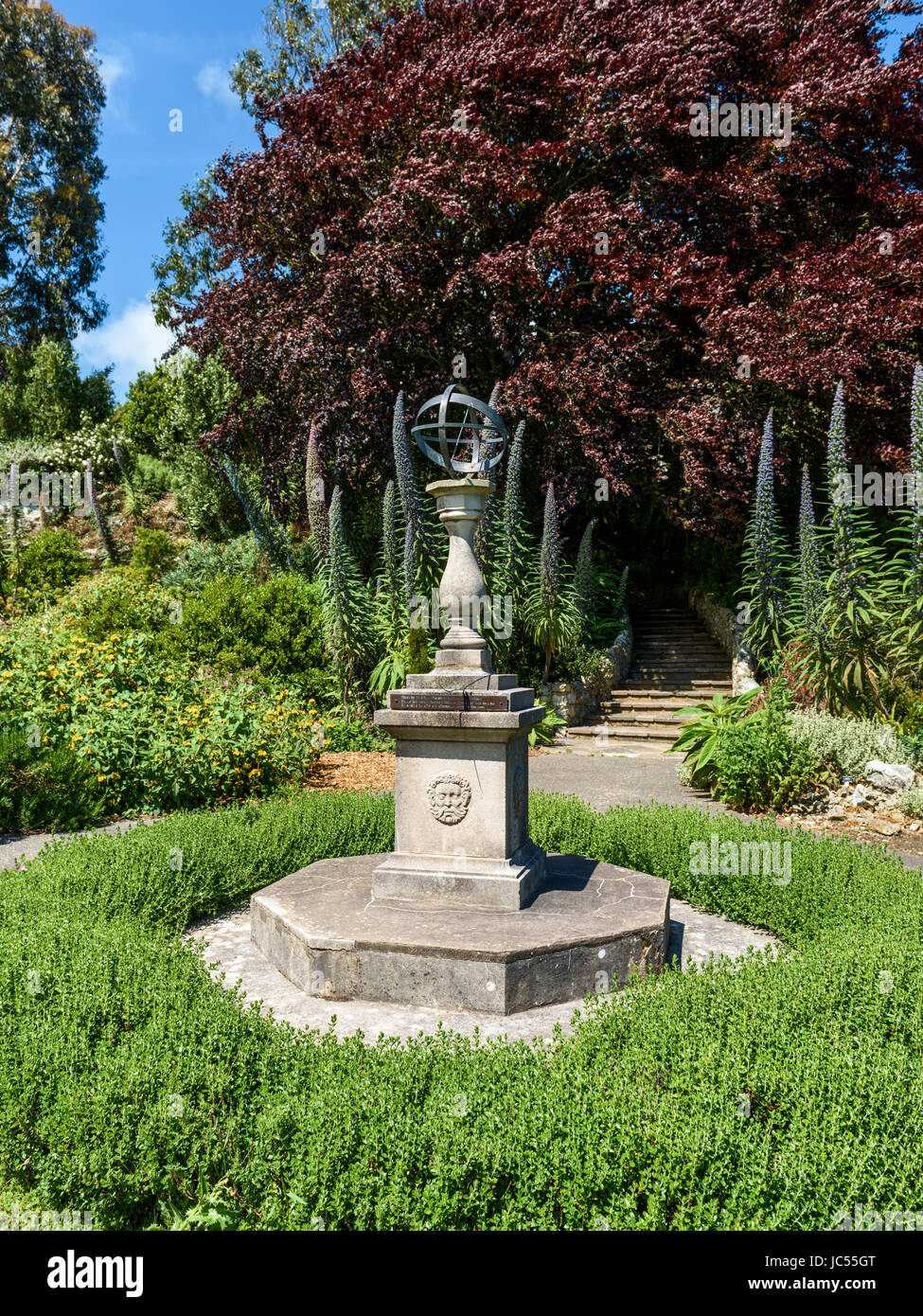 Sundial, Ventnor Botanic Gardens, Isle of Wight, UK Stock Photo