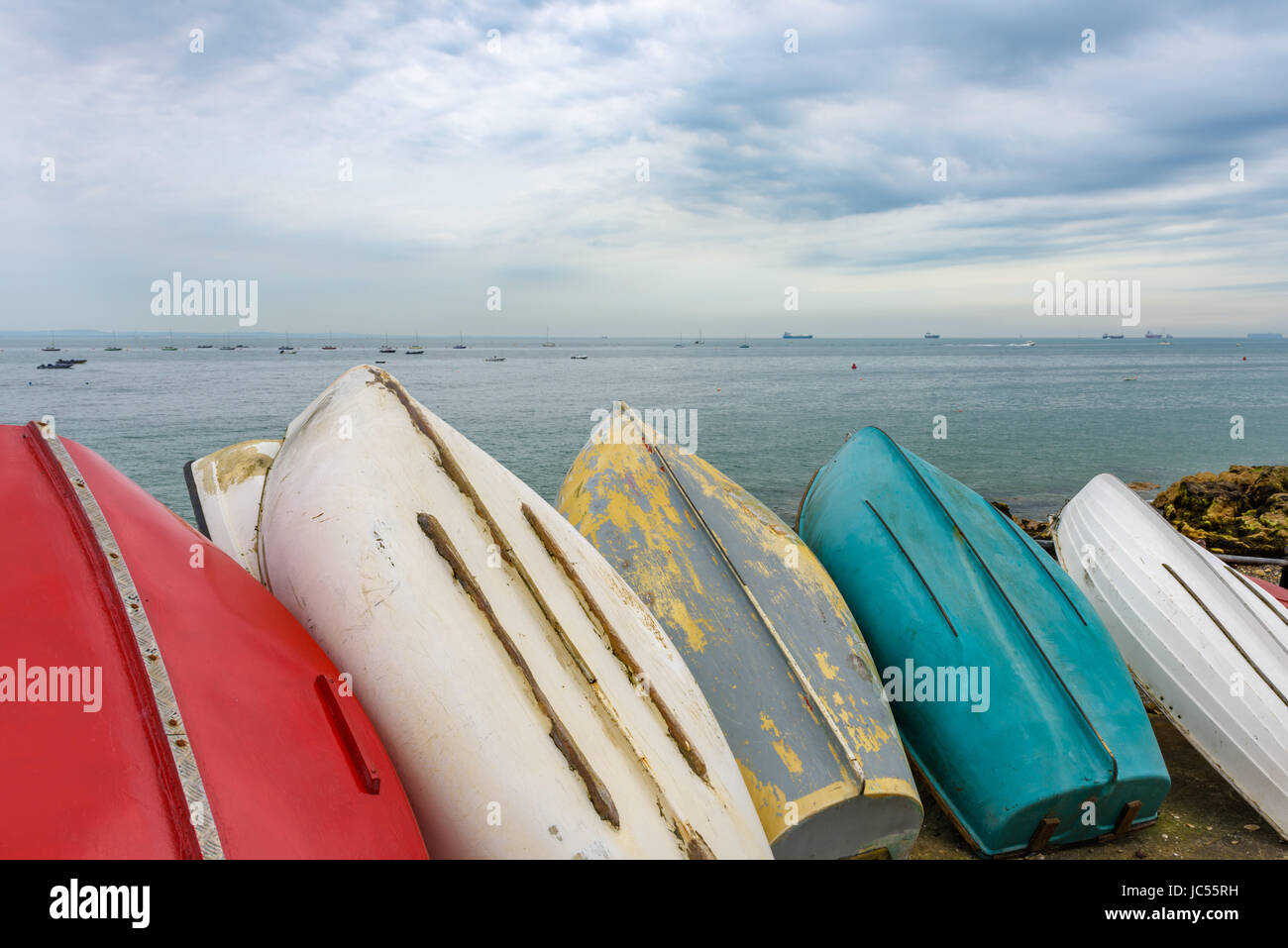 Colourful boats, Seaview, Isle of Wight, UK Stock Photo