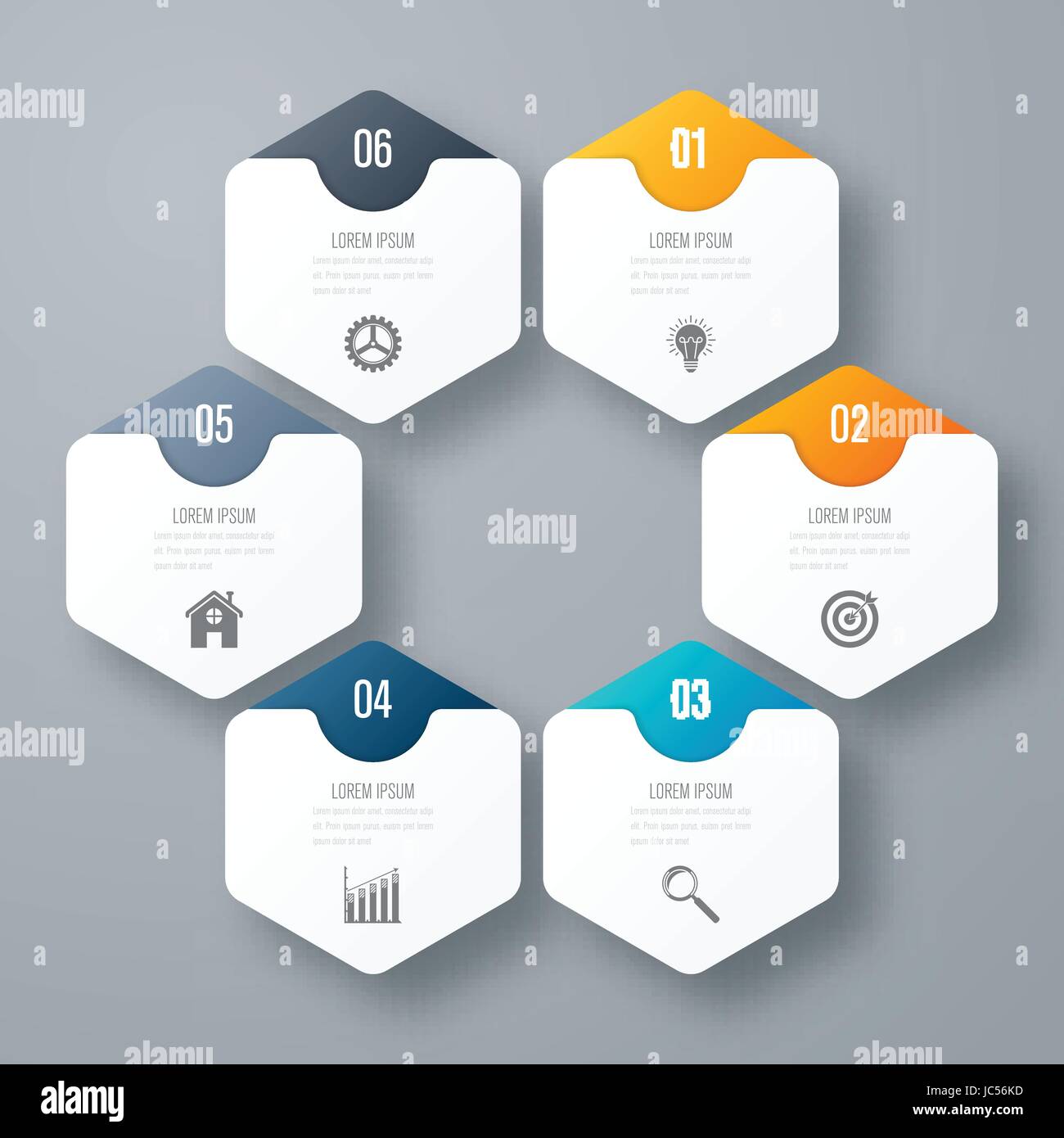 Infographics template 6 options with hexagon Stock Vector Image & Art ...