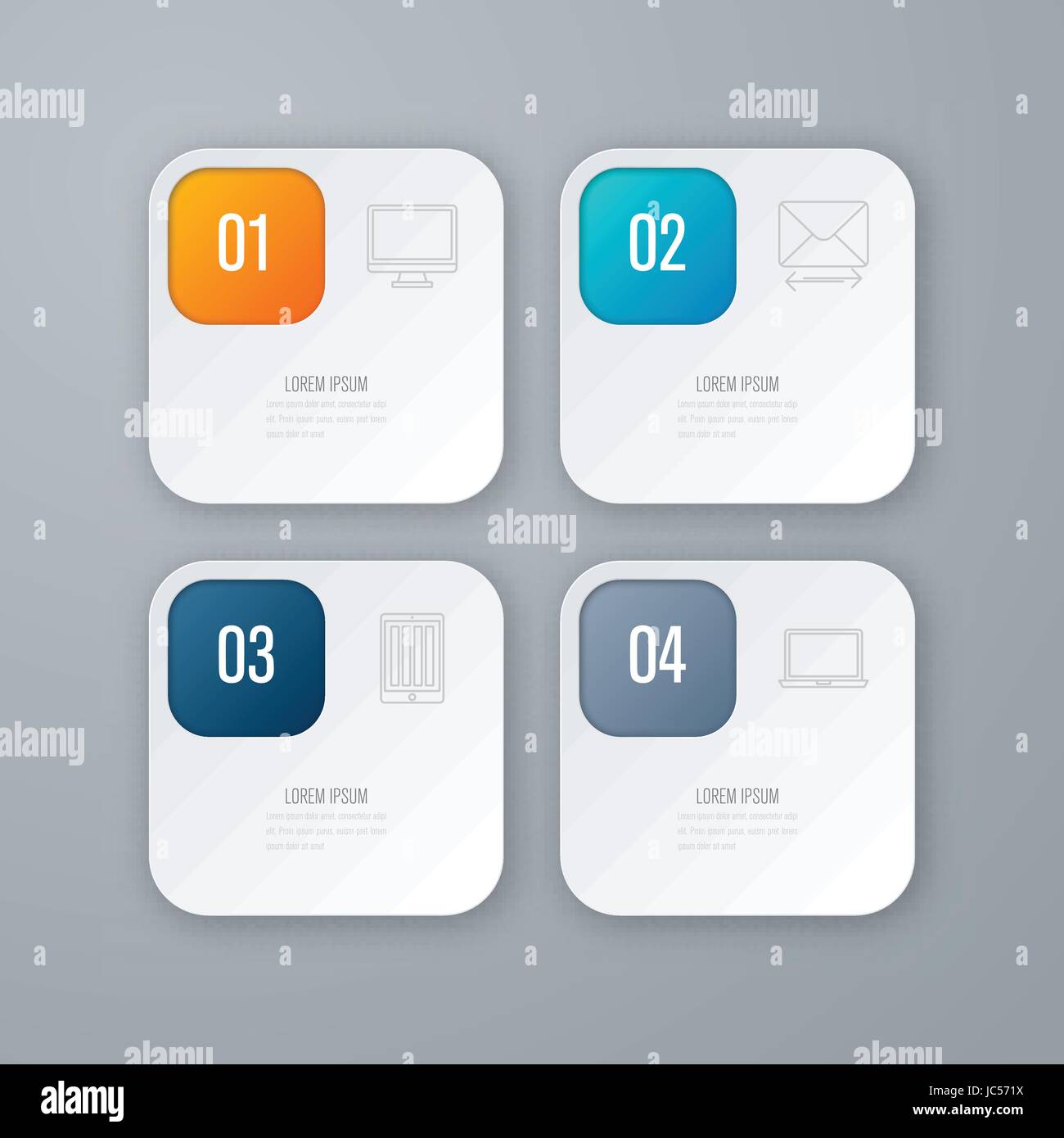 Business infographics template 4 steps with square Stock Vector Image ...