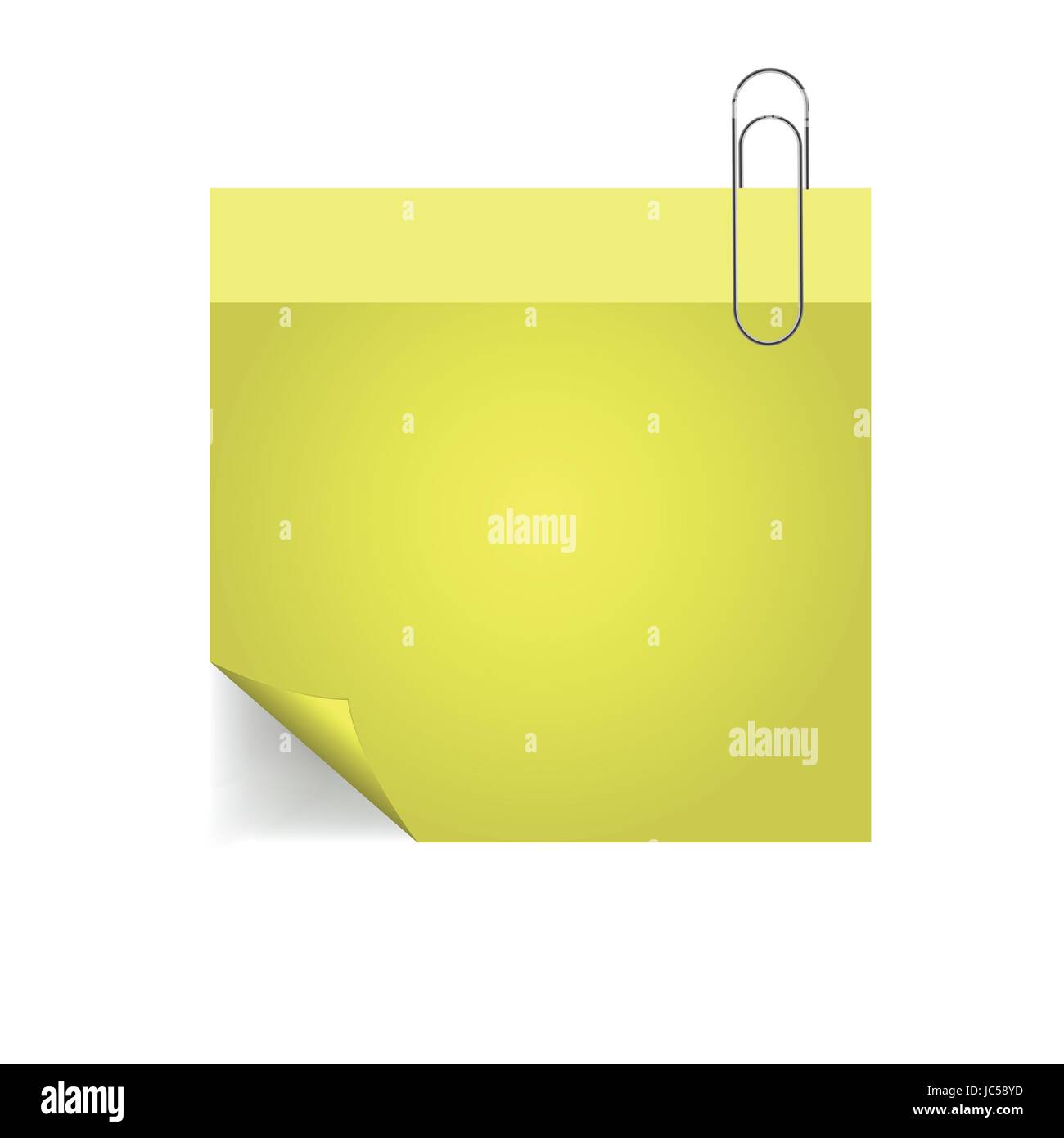 colorful illustration yellow note with pin with paper pin on a white ...