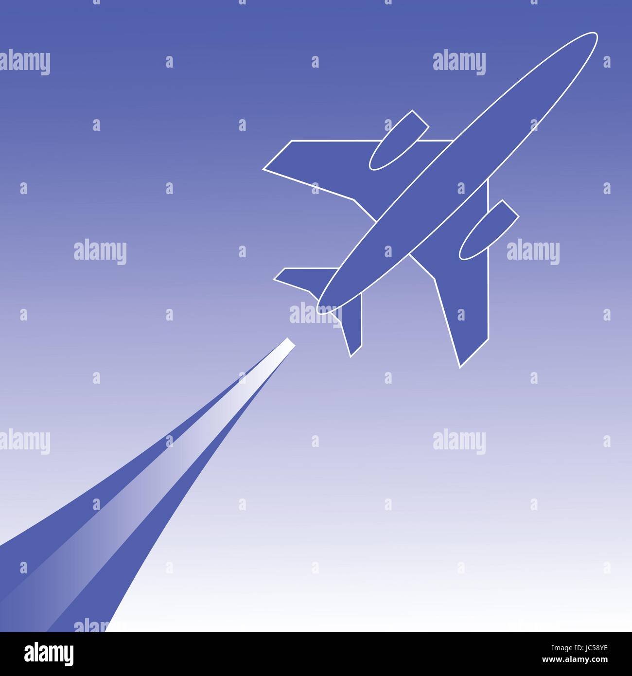 colorful illustration with silhouette of airplane in flight for your ...