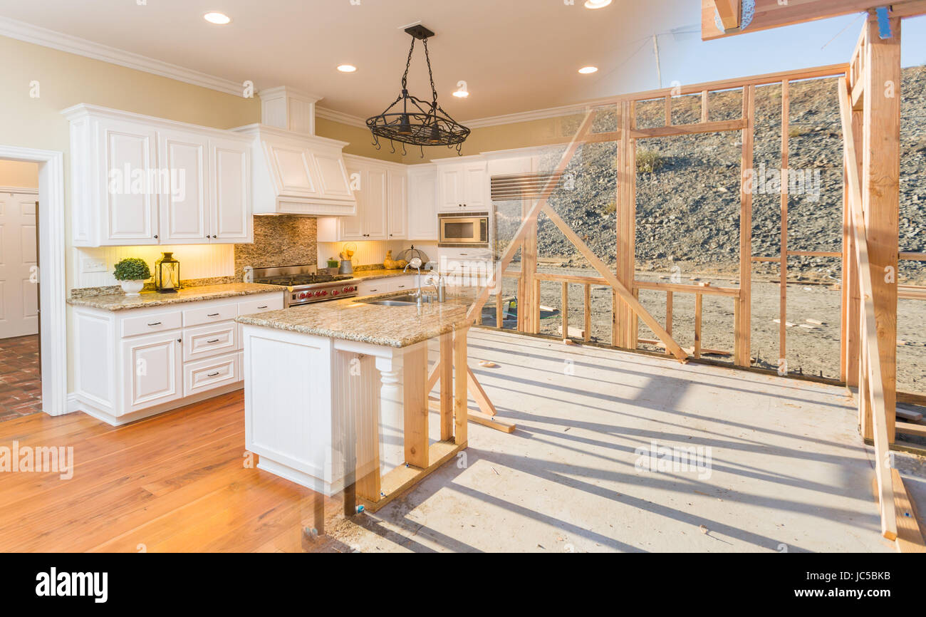 Picture of Transition of Beautiful New Home Kitchen From Framing To Completion ...