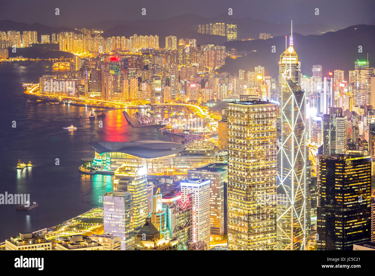 Hong Kong Skyline from Victoria Peak at dusk Stock Photo - Alamy