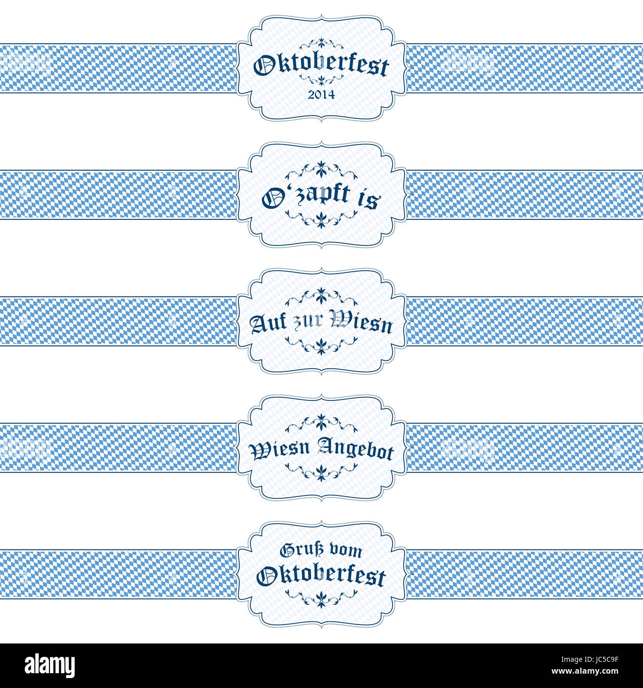 vector of five different Oktoberfest 2014 banners Stock Photo