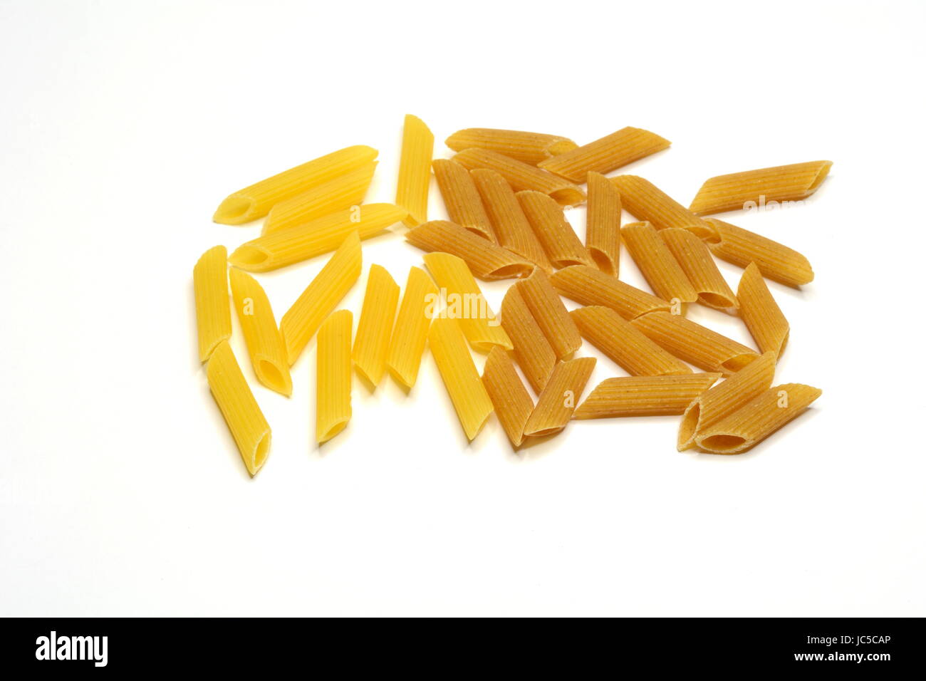 wholemeal pasta and pasta normal tube Stock Photo Alamy