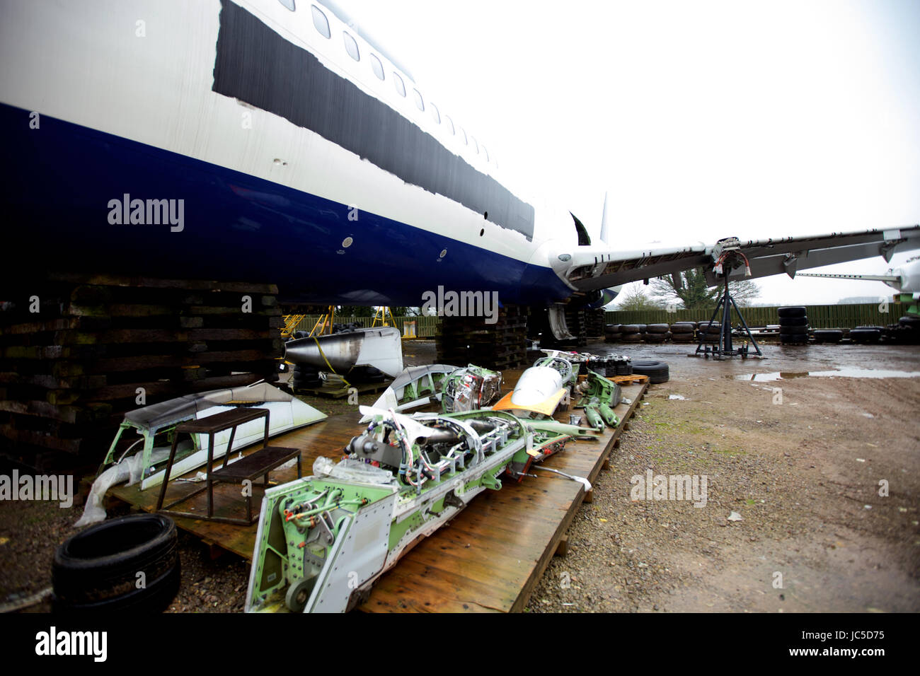 Where passenger aircraft go to die. Some aircraft parts find their way into films. Parts like these were used in the recent Star Wars movie Stock Photo