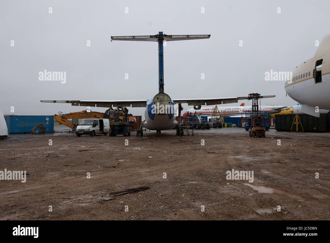 Where passenger aircraft go to die. An airliner is dismantled in the