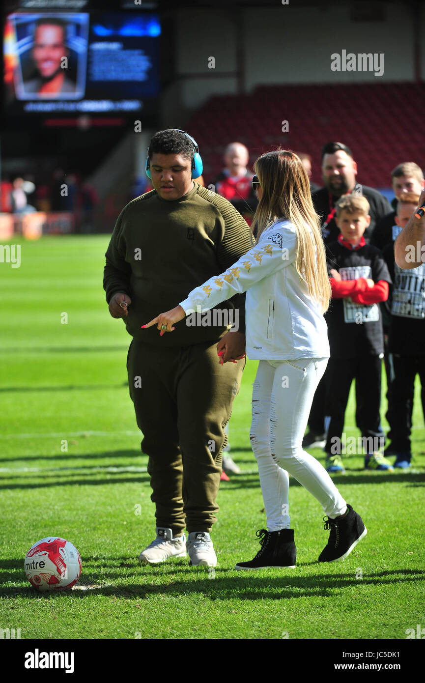 Celebrities attend a charity match held at Walsall FC in aid of Compton  hospice. Featuring: Katie