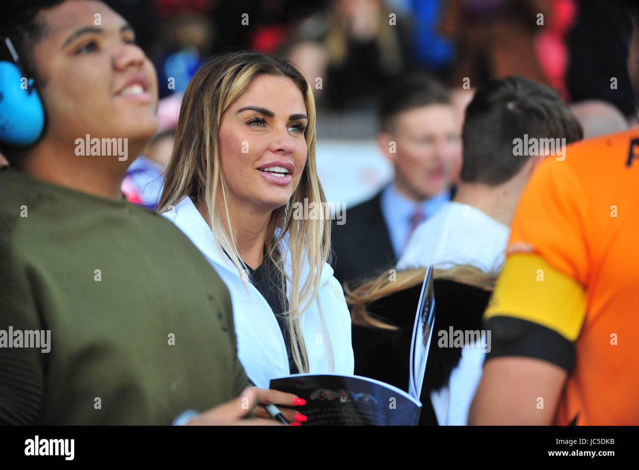 Celebrities attend a charity match held at Walsall FC in aid of Compton hospice.  Featuring: Katie Price, Harvey, Junior Where: Liverpool, United Kingdom When: 13 May 2017 Credit: Tim Edwards/WENN.com Stock Photo