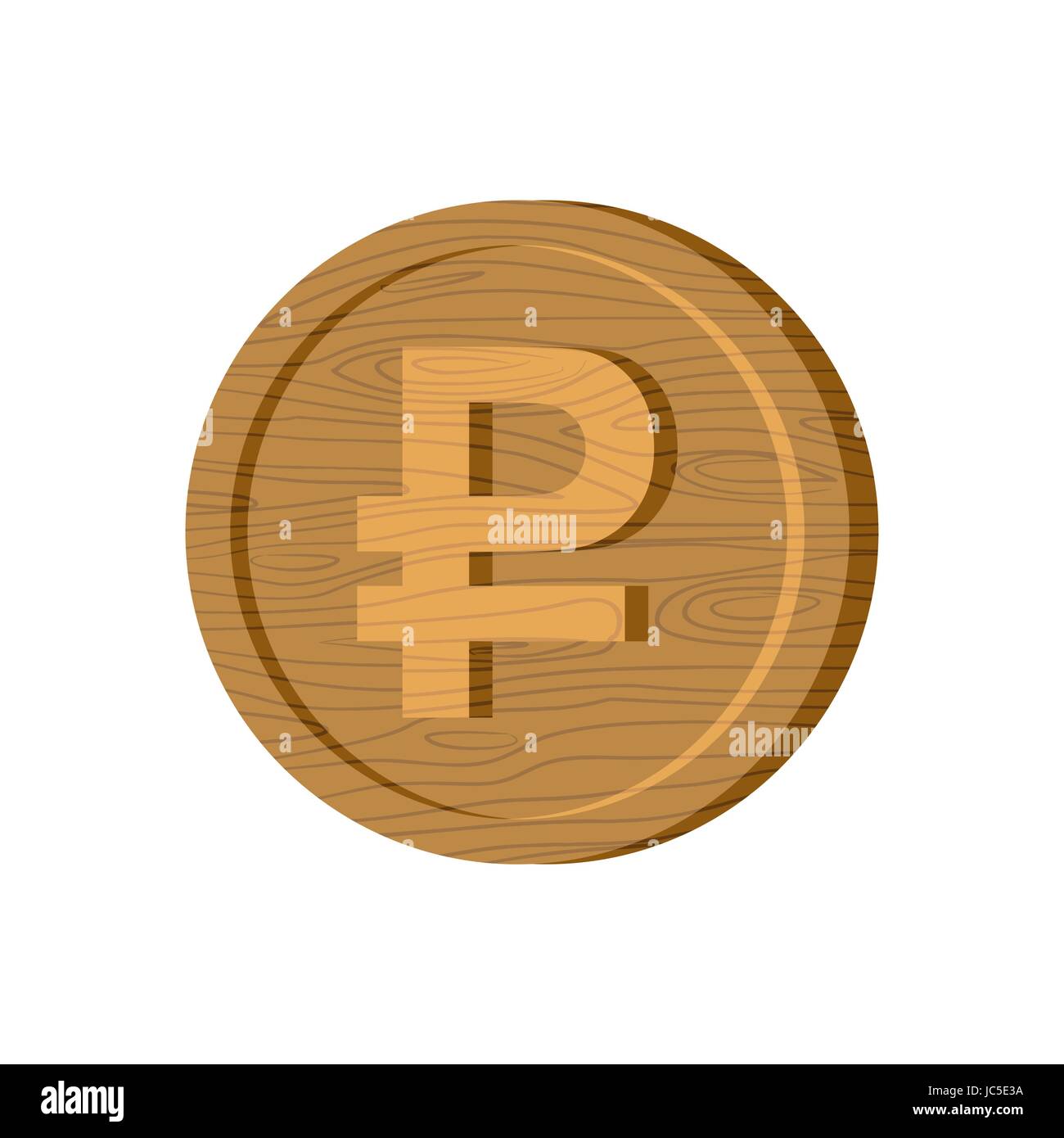 Wooden Russian ruble coin sign. National Russia money logo. Cash symbol ...