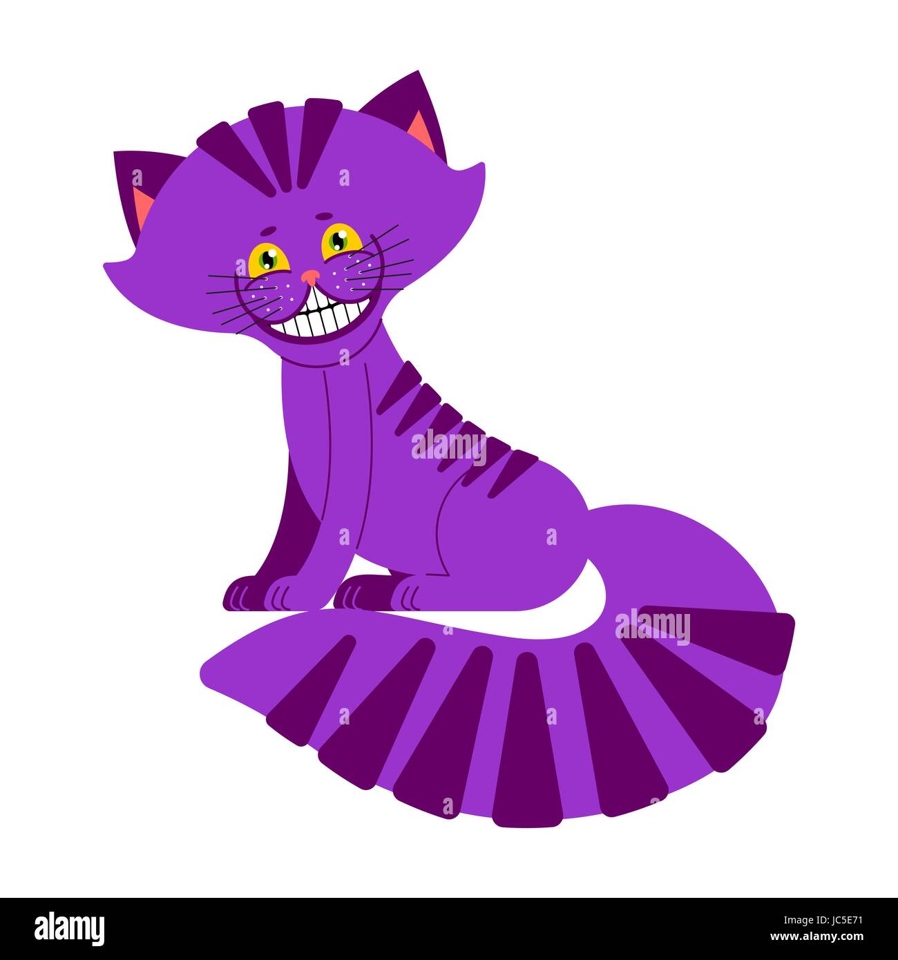 Cheshire cat smile isolated. Fantastic pet alice in wonderland. Magic animal Stock Vector