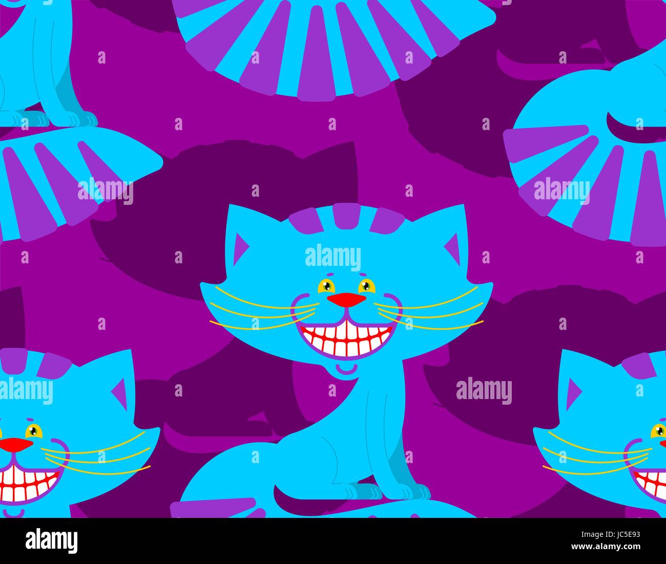 Cheshire cat smile pattern. texture Fantastic pet alice in wonderland. Magic animal background Stock Vector