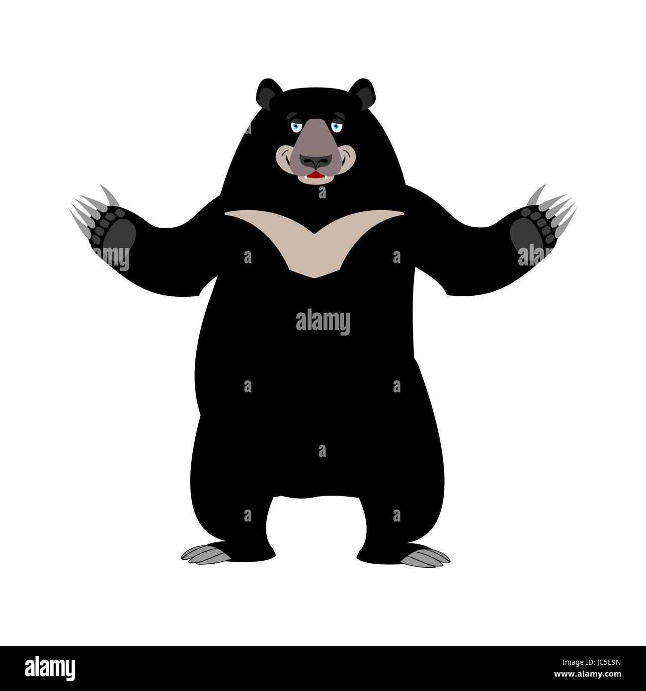 Himalayan bear happy emotion. Merry wild animal emoji. Black big beast Stock Vector