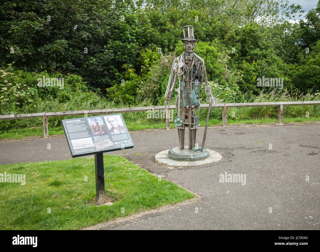 A sculpture in metal of visionary,Henry Pease, one of the founders of