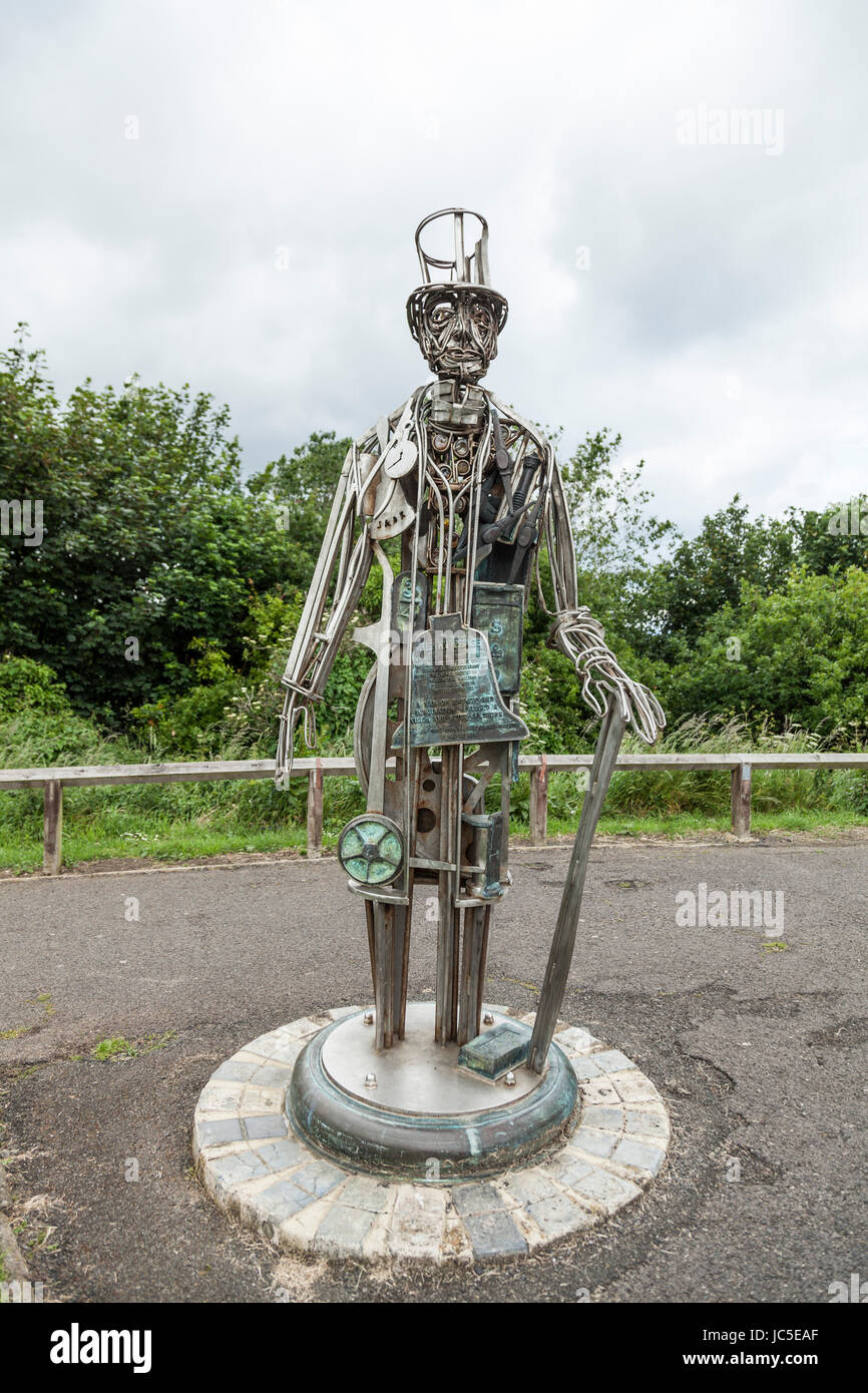 A sculpture in metal of visionary, Henry Pease, one of the founders of