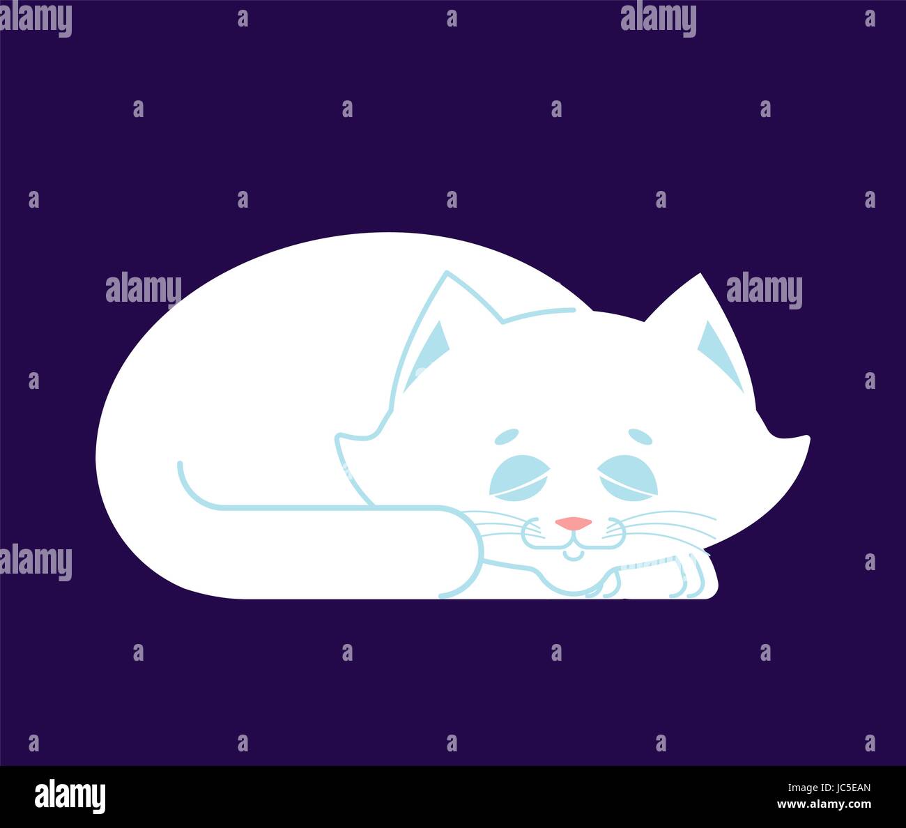 White Cat sleep. cute kitten is sitting. Pet Stock Vector