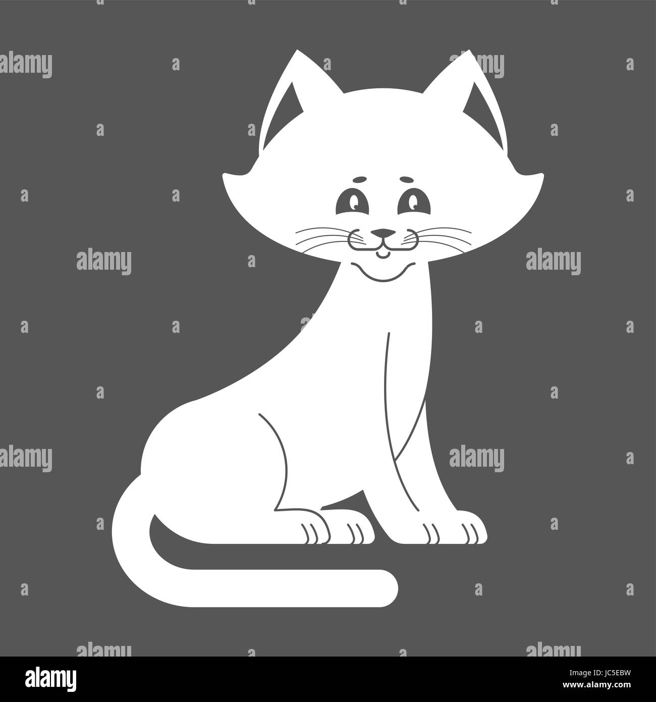 White Cat isolated. cute kitten is sitting. Pet Stock Vector