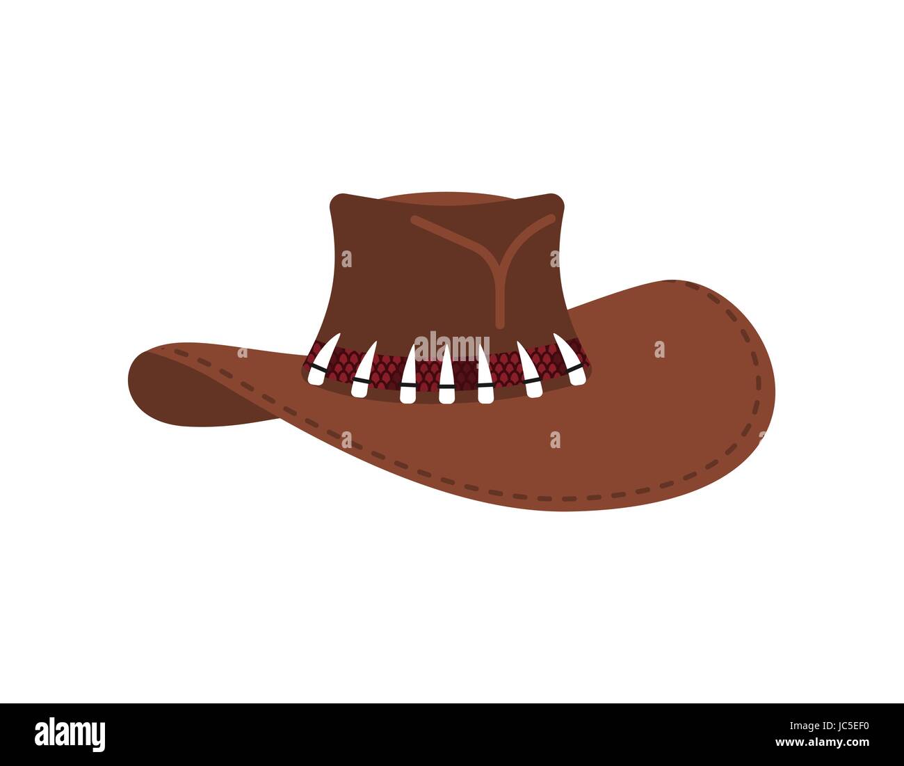 Australian Crocodile Hunter Cap. Cowboy brown hat isolated Stock Vector